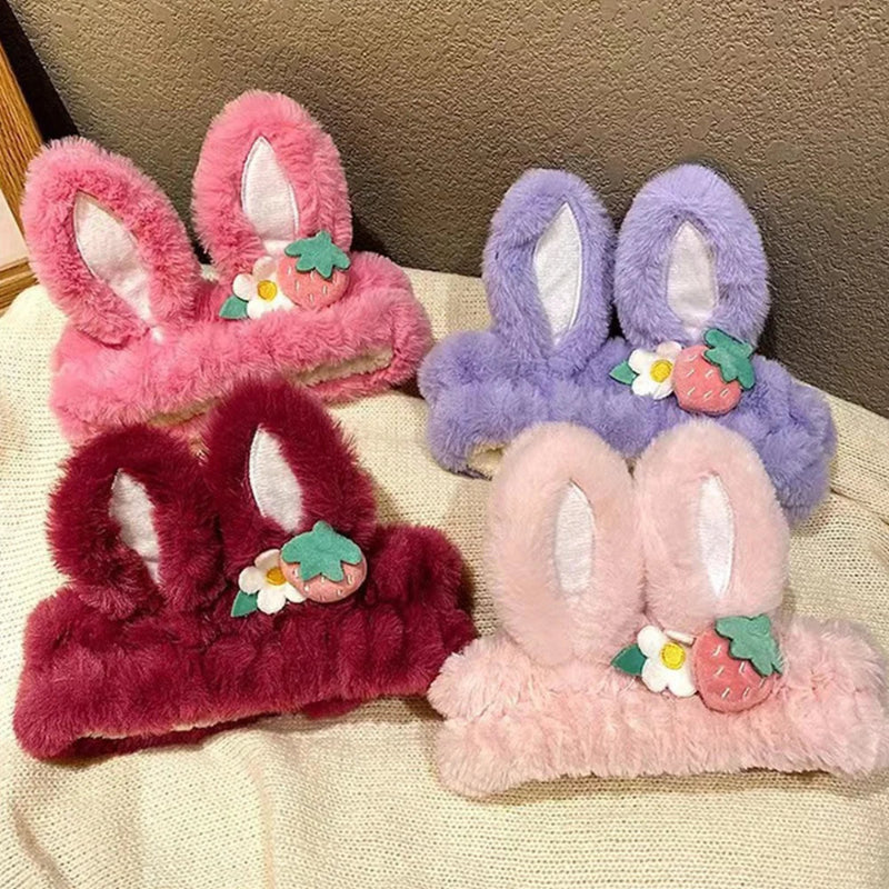 Fluffy kawaii bunny beauty headbands in multiple colors.