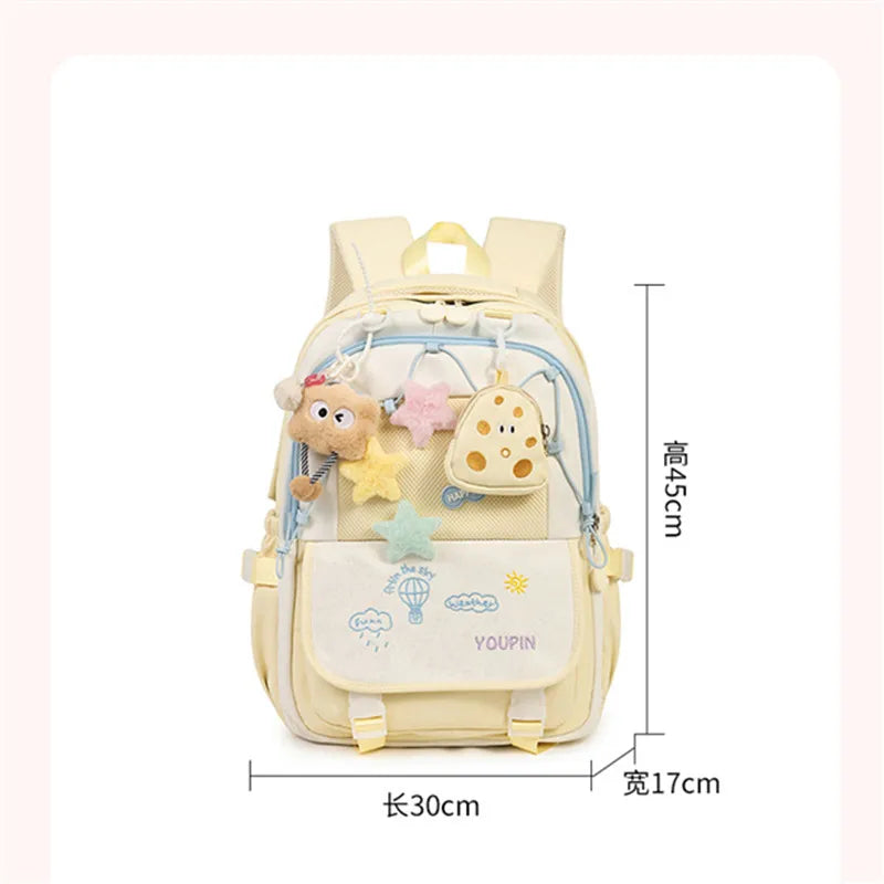 Happy days 3 piece set, being displayed by on a white background , yellow version with measurements along side