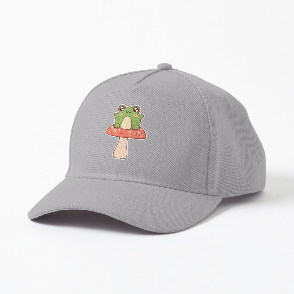 Kawaii Grey Mushroom Frog Hat