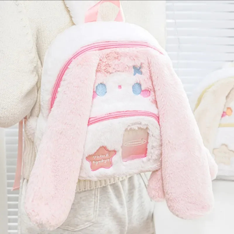 Adorable Plush Bunny Backpack Pink Kawaii Bunny Plush BackPack – PlushThis| Plushies  main image 2