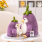  Kawaii Cute Penguin Eggplant Plushies looking at each other 