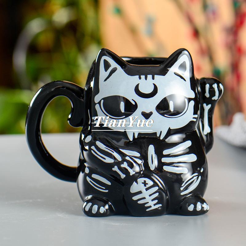 Kawaii Maneki Neko Skeleton Mug