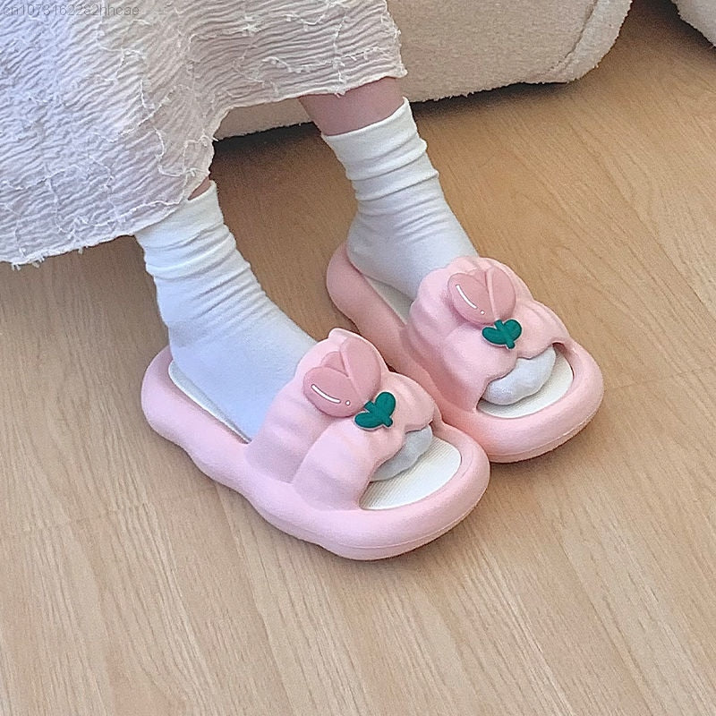 Kawaii Pink Comfy Flower Slippers