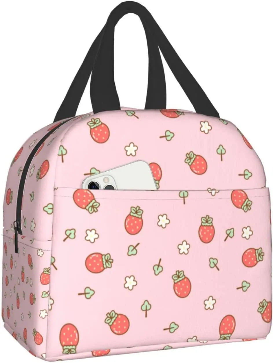 Strawberry Print Insulated Lunch Bags