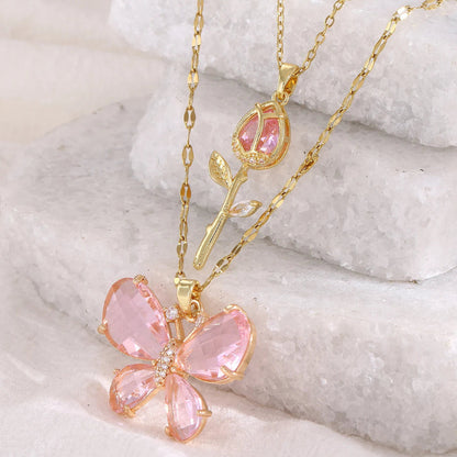 Kawaii Enchanting Butterfly Rose Necklace  
