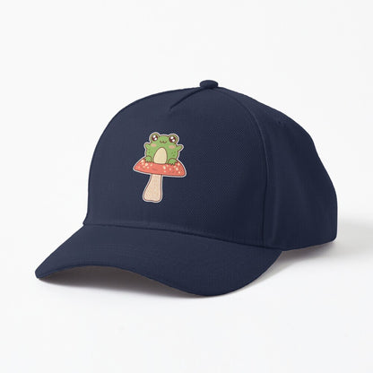 Kawaii Navy Blue Mushroom Frog Hat