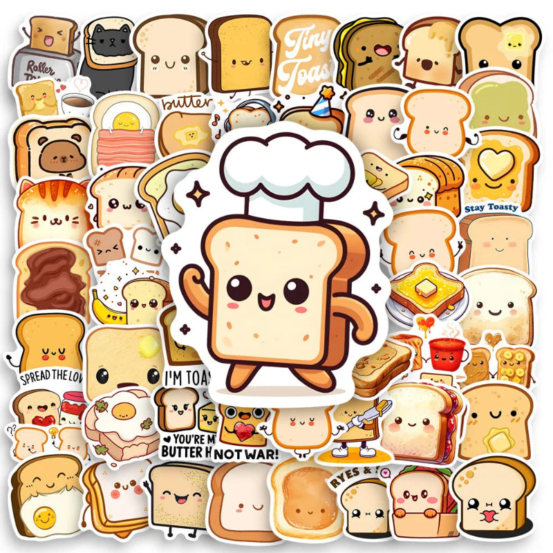 Various Kawaii toast stickers