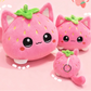Front and rear view of Kawaii Strawberry Cat Plushies