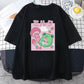 Kawaii Strawberry Mushroom Frog T-Shirt in Black