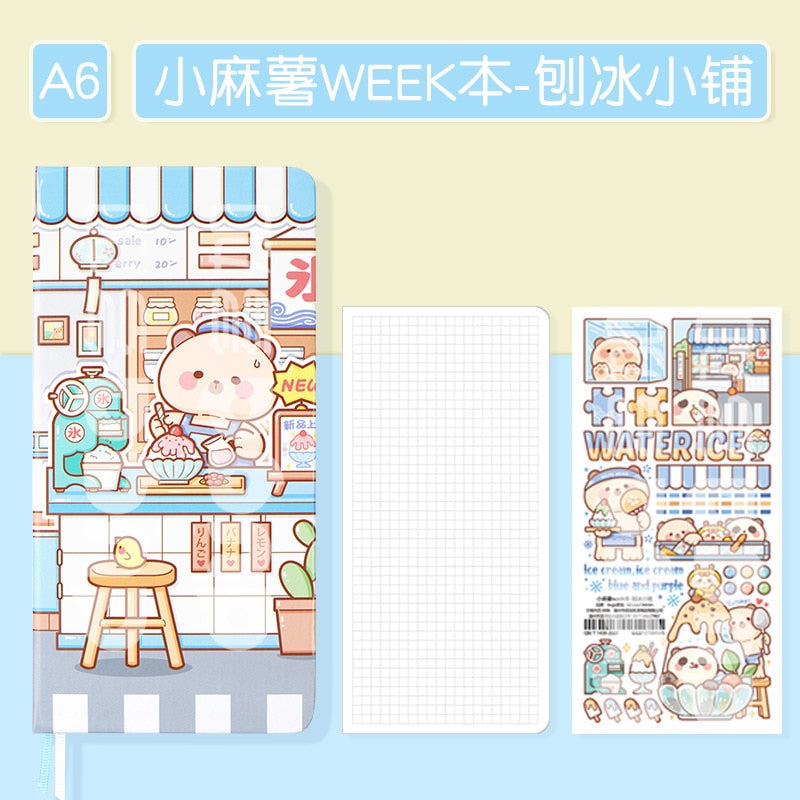 Kawaii Blue Grid Paper Notebook