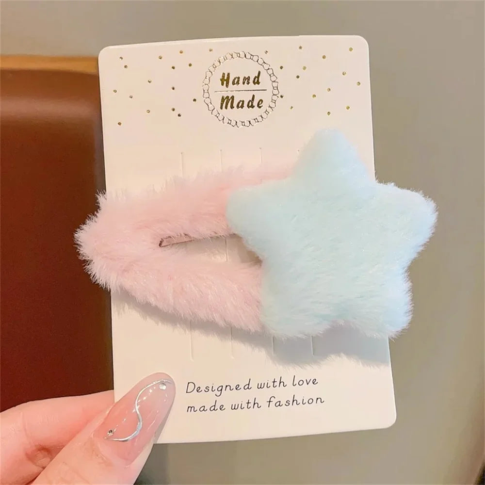 Kawaii Plush Star Pastel Hair Clips