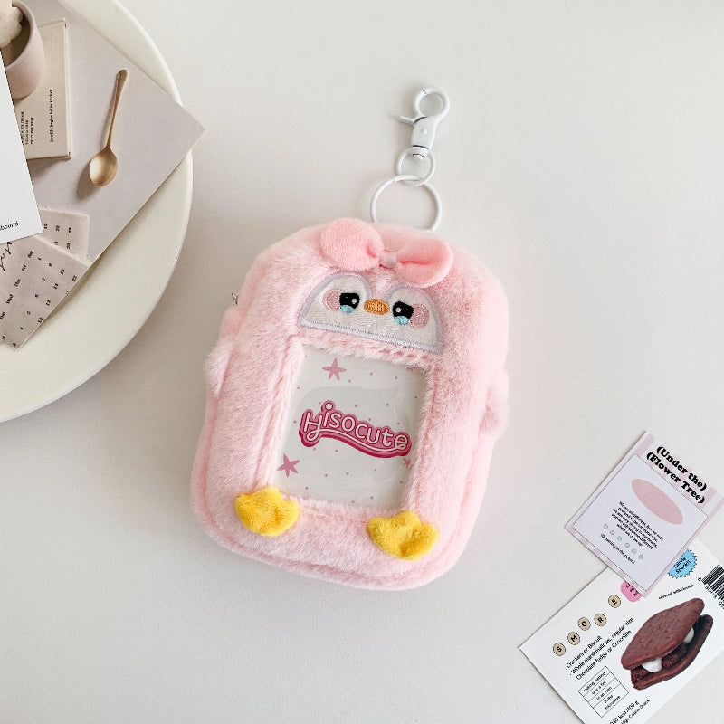 Kawaii Pink Penguin Photocard Pouch Keychain