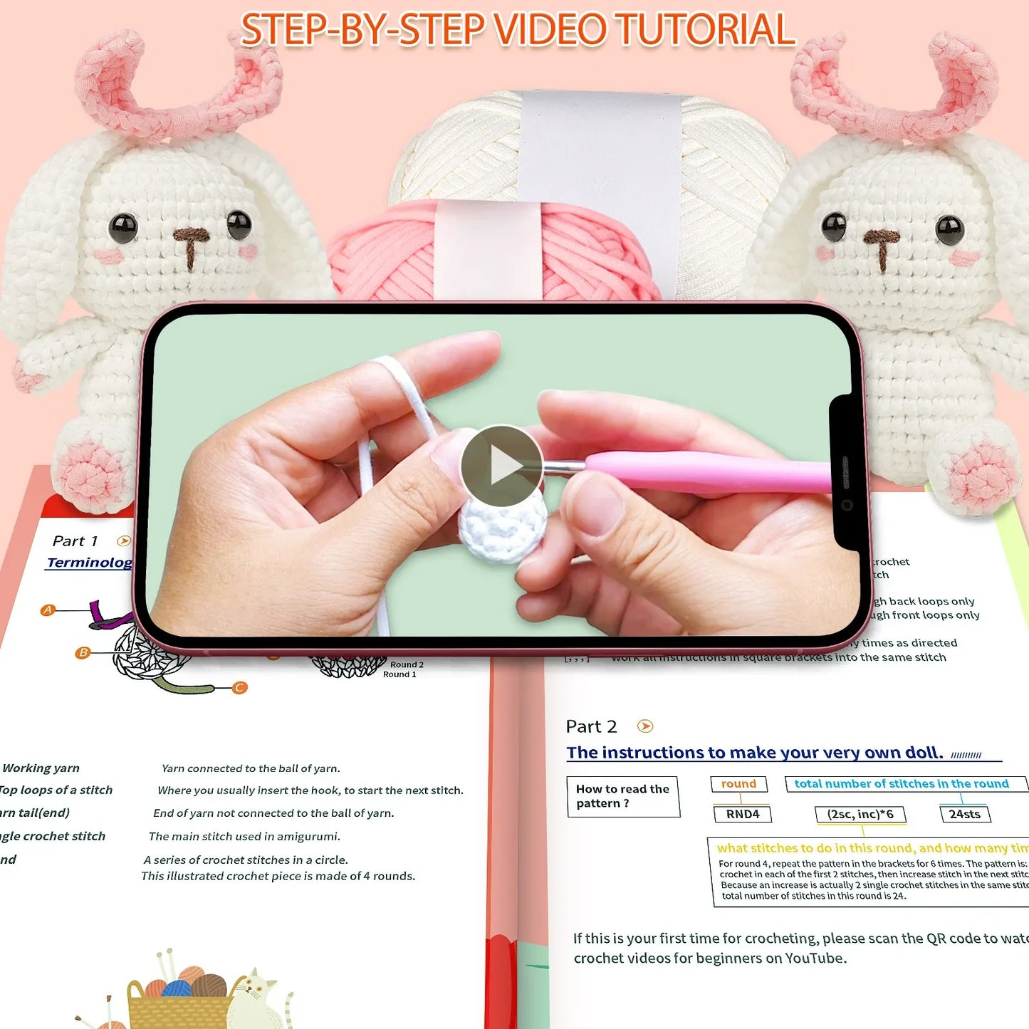 Sweet Bunny - Kawaii Crochet Kit for Beginners