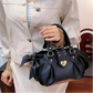 Kawaii Sweet Heart Lock Bag in black held by a woman