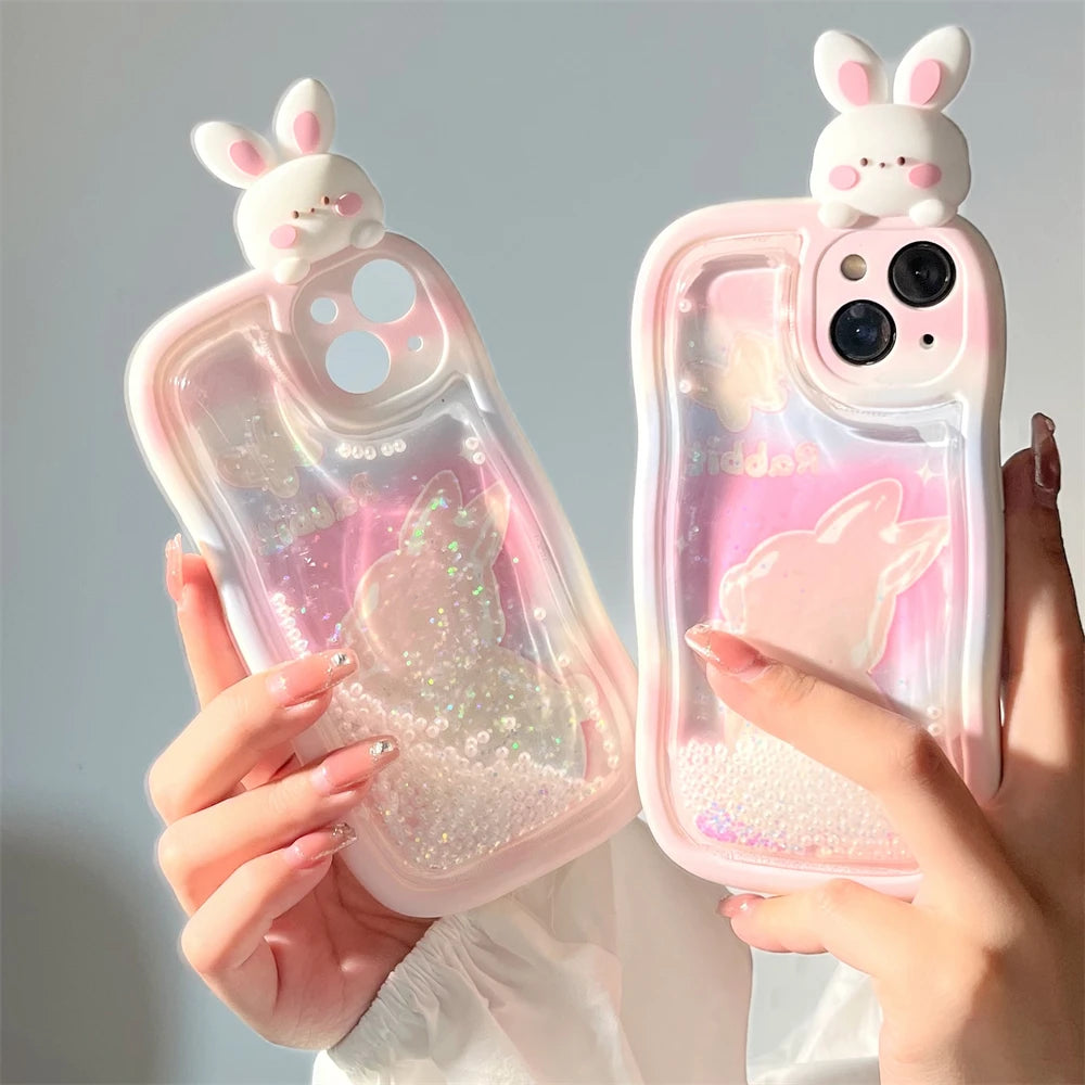 Pink Bunny Pearl Quicksand Case