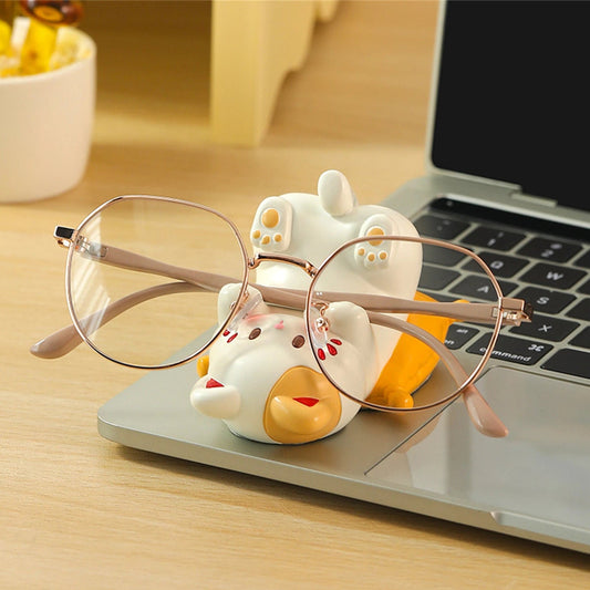 Kawaii Cat Desktop Glasses Stand on laptop