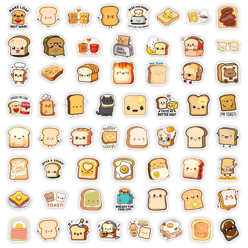 Kawaii toast sticker pack variety