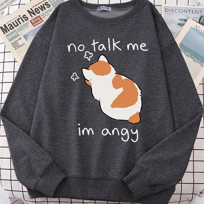 Expressive No Talk Me Angry Cat Sweater Wear Your Catitude Kore Kawaii