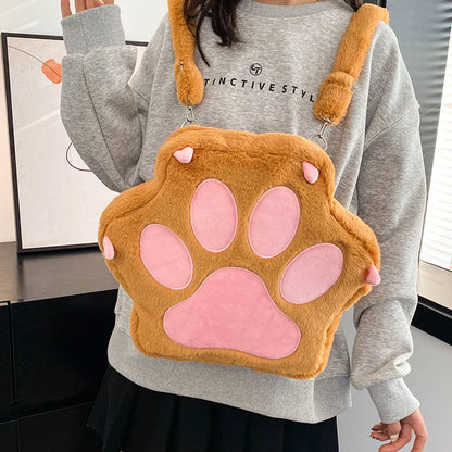 Kawaii Plush Paw Backpack