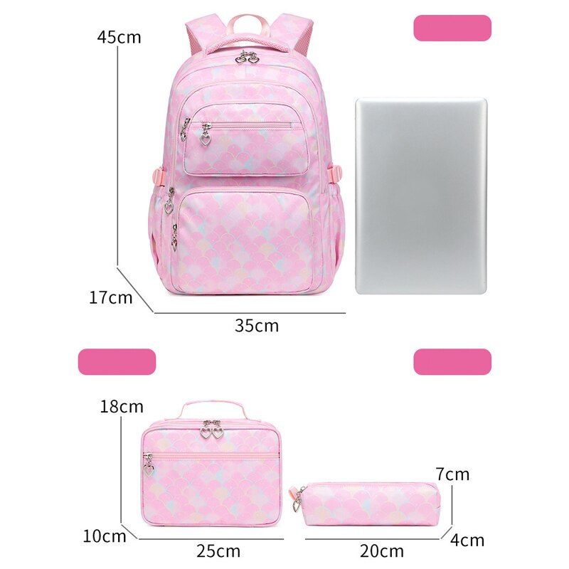 Kawaii Pink Mermaid Backpack Dimensions
