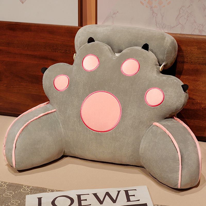 Kawaii Soft Cat Paw Reading Pillow in Grey