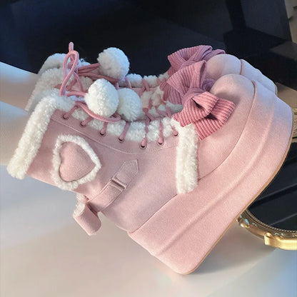 Sweet Lolita Heart Winter Boots