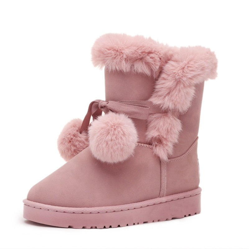 Kawaii Furry Pink Winter Boots