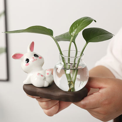 Hands Holding a Kawaii Ceramic Bunny Planter