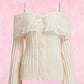 Kawaii Off Shoulder Knit Top in Beige