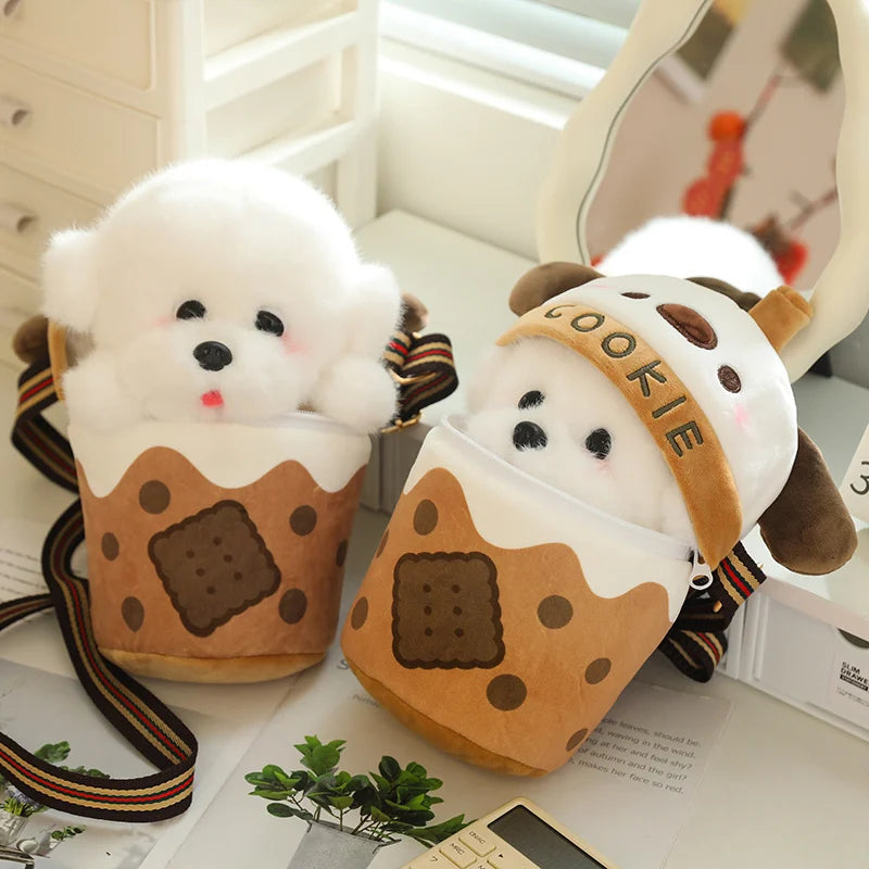 Kawaii Surprise Puppy Drink Plushie Bag