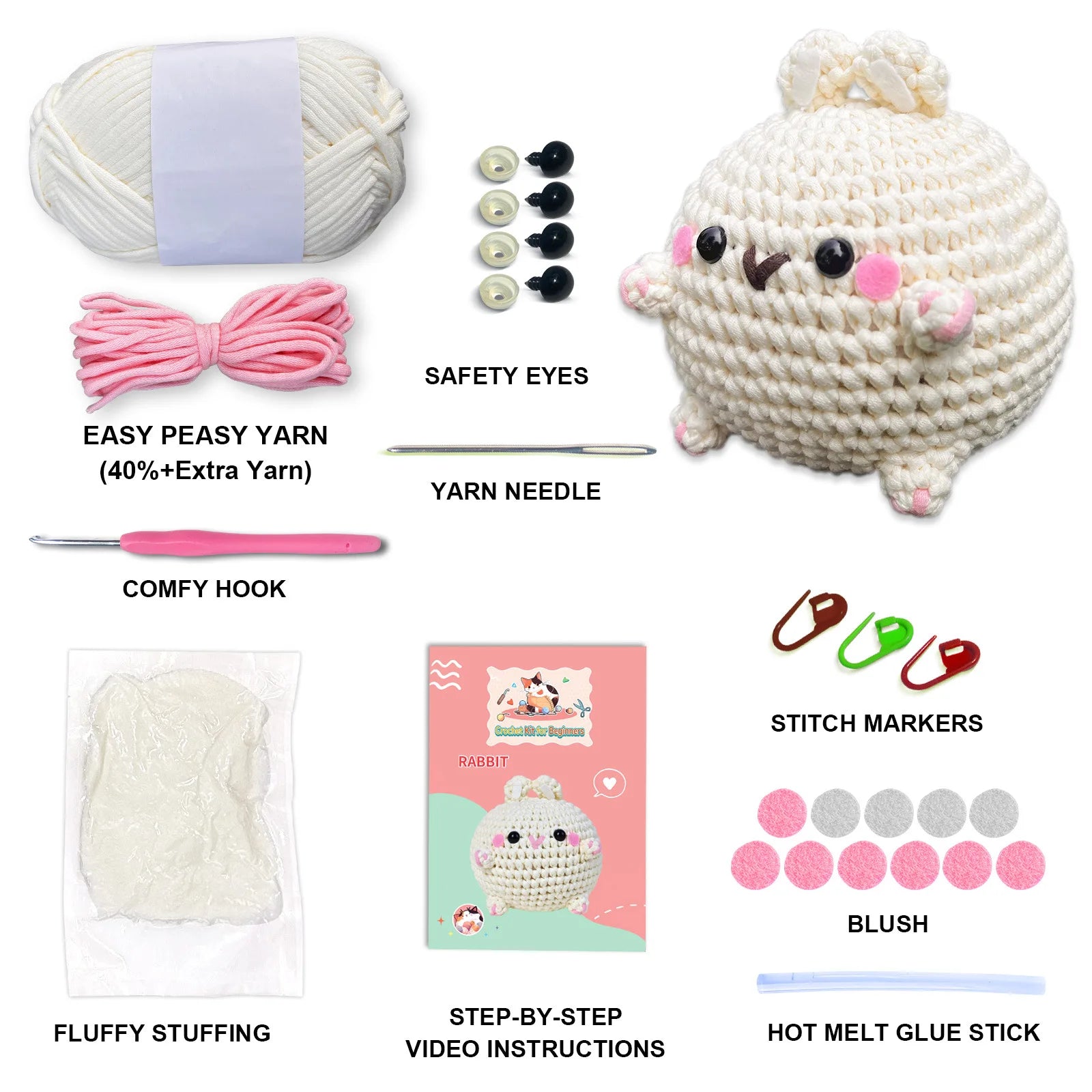 Chubby Bunny - Kawaii Crochet Kit For Beginners