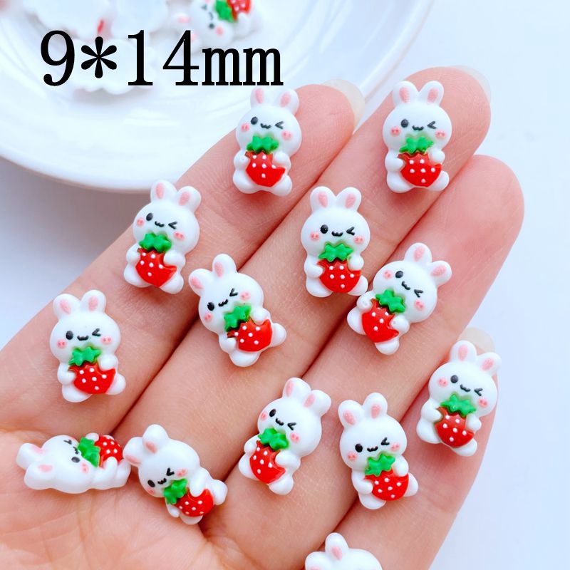 Kawaii Strawberry Bunny Nail Charms Dimensions