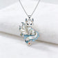 Silver Kitsune pendant necklace on a white background