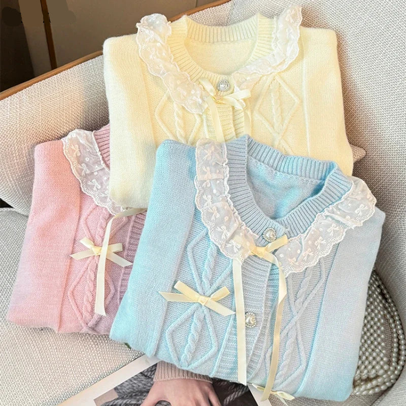 Lace Collar Pastel Cardigans