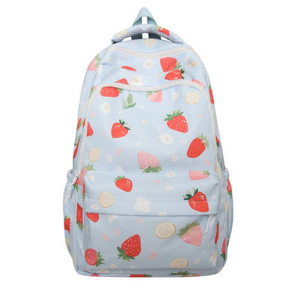 Pastel Strawberry Print Backpacks