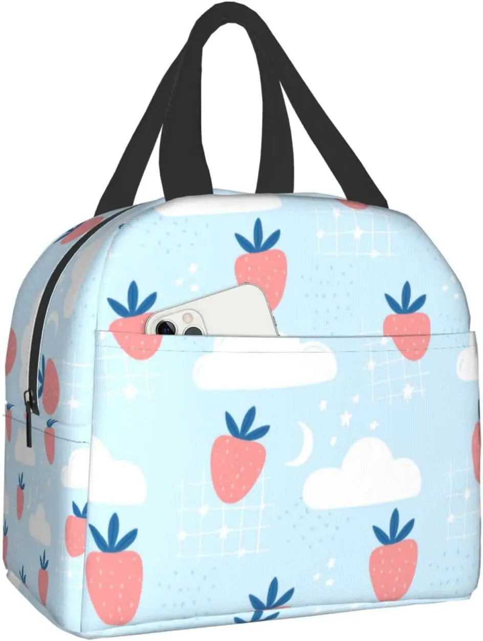 Strawberry Print Insulated Lunch Bags