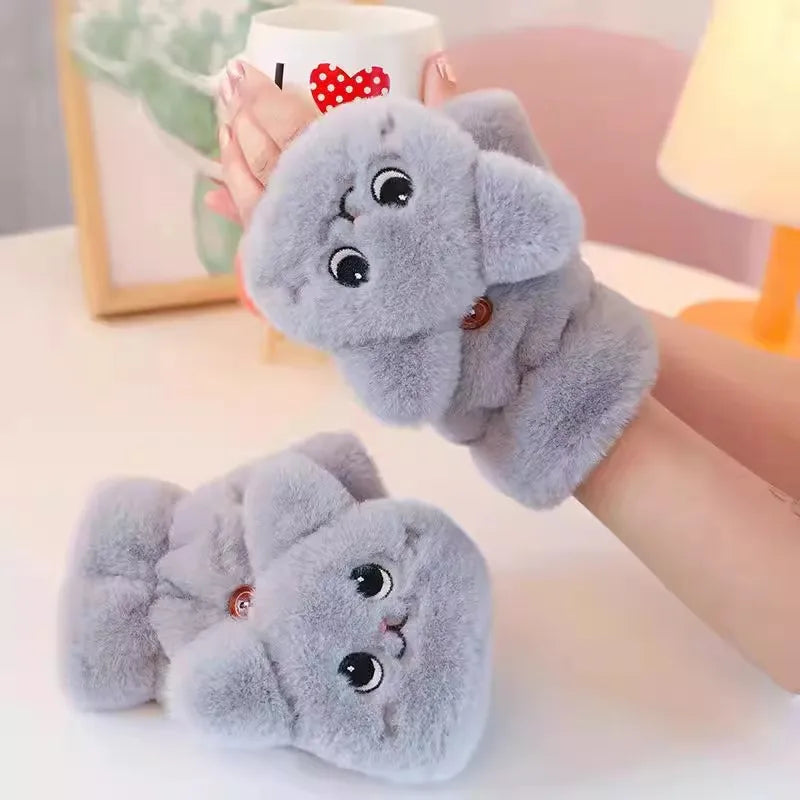 Kawaii Cat Plush Mittens