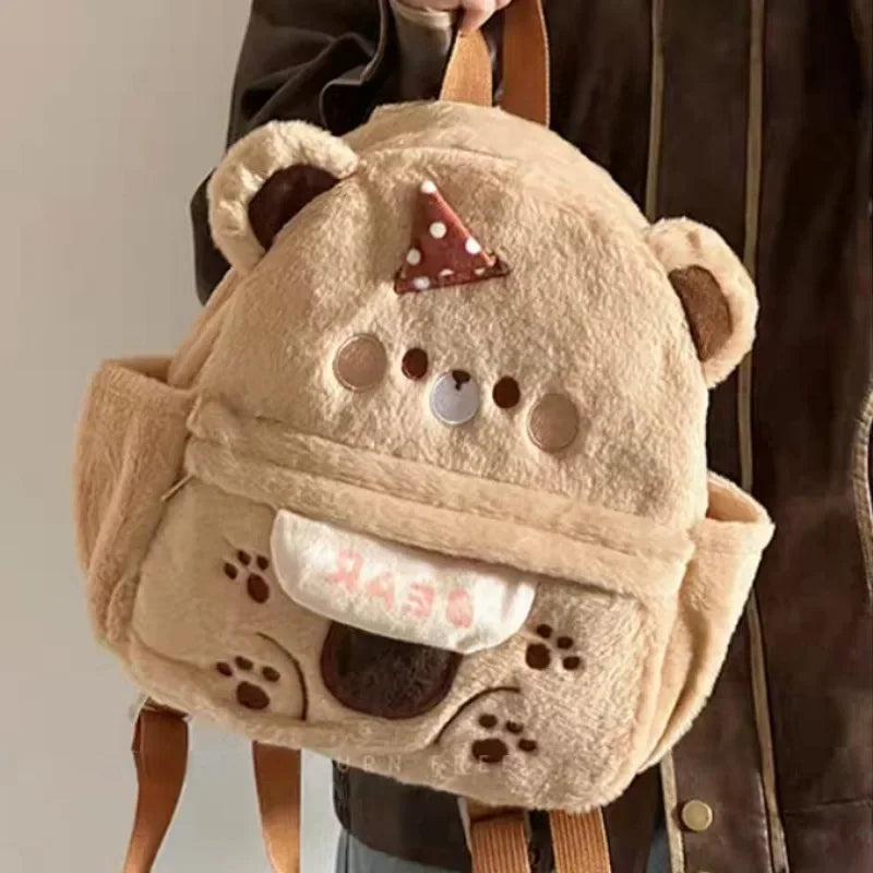 Sweet Plush Brown Bear Backpack