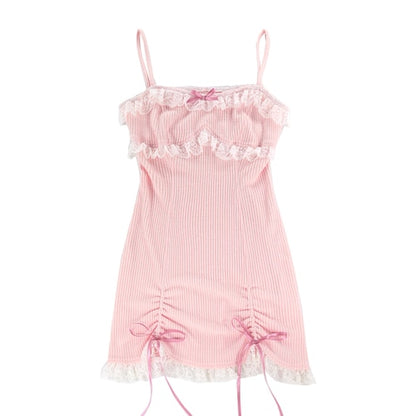 Kawaii Pink Lacey Mini Dress