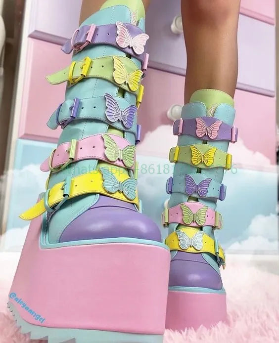 Kawaii Pastel Aesthetic Platform Trainers - Kawaii Fashion Shop