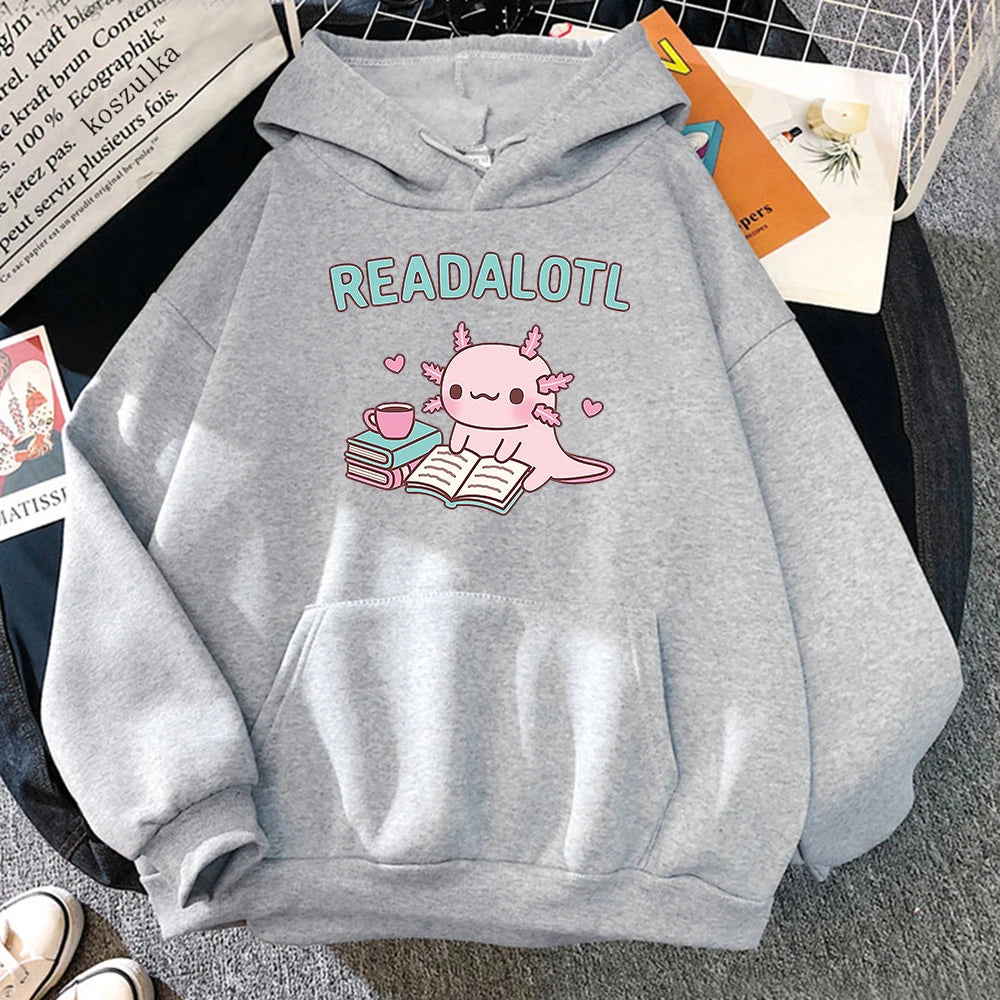 Kawaii "ReadAlotl" Axolotl Hoodie