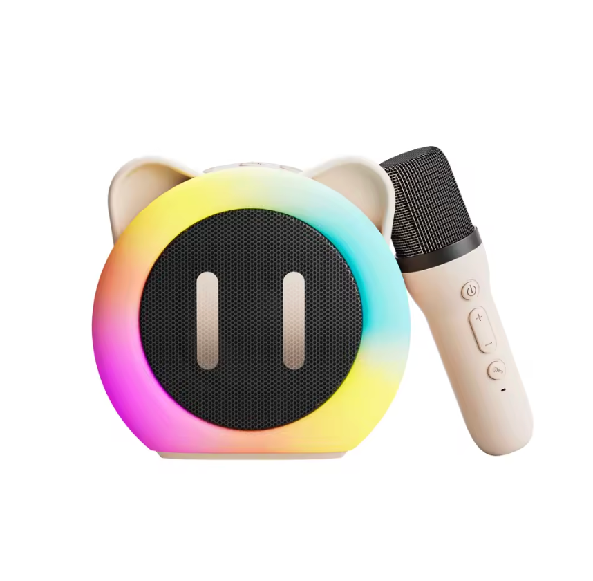 Kawaii Cat White Bluetooth Mini Karaoke machine with onemicrophone