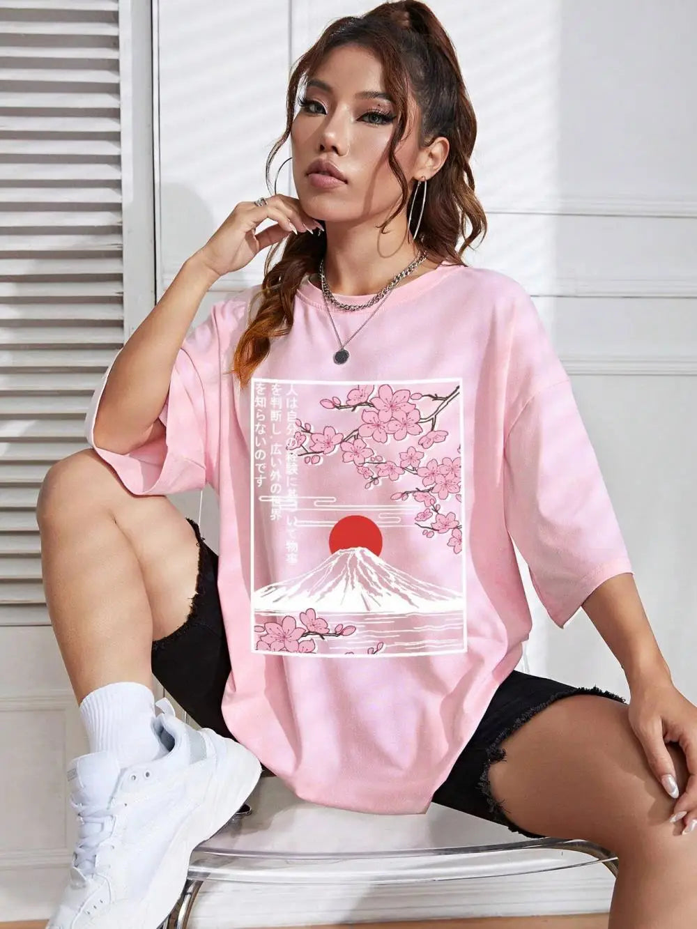 Pink Sakura Mount Fuji T-Shirt