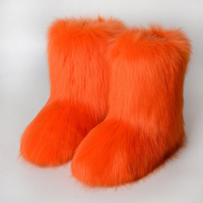 Kawaii Funky Furry Boots in Orange