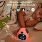 Front view of Kawaii Cute Puppy Night Light Alarm Clock  in red showcasing the silicone night light soothing sounds 