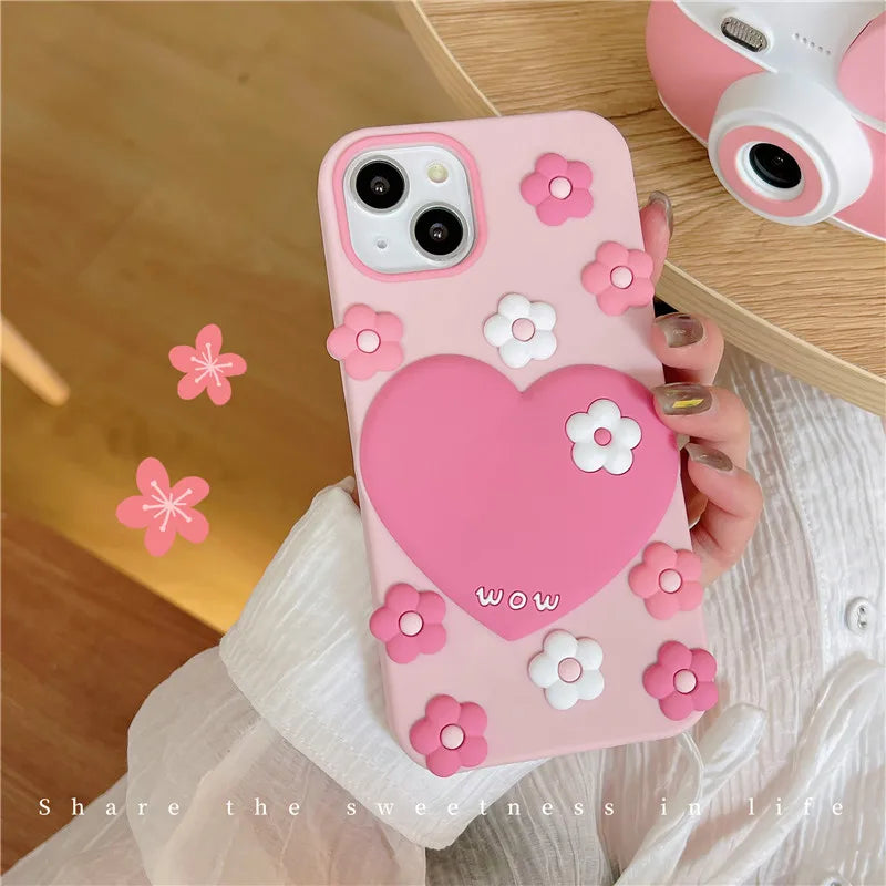 Kawaii Sakura Heart iPhone Case