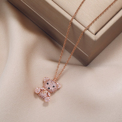 Kawaii Pink Teddy Bear Pendant Necklace