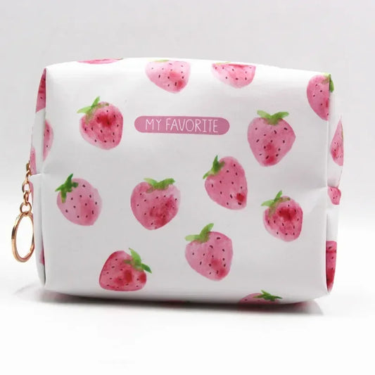 Strawberry Watercolor Cosmetics Bag