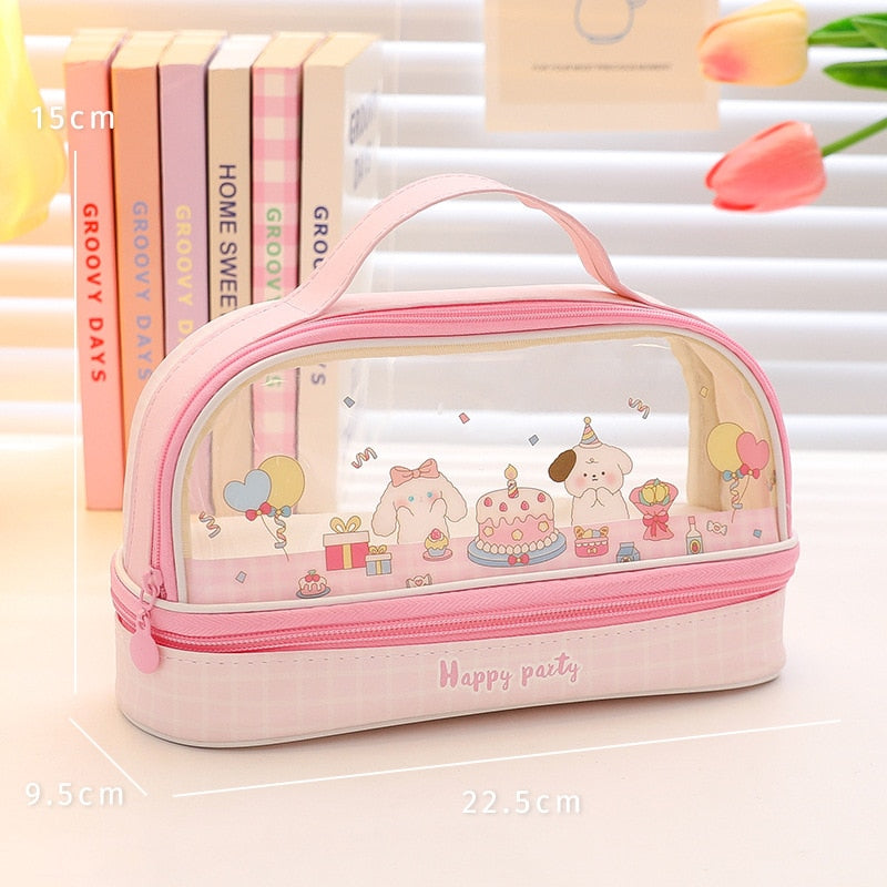 Cute Animals Transparent Pencil Case