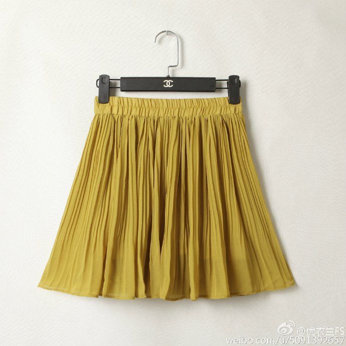 Kawaii Mustard Chiffon Skirt